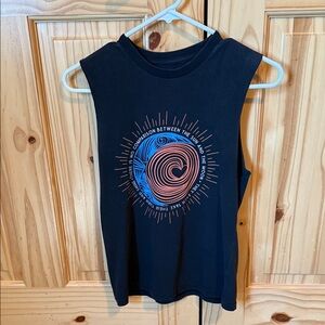 ZYIA Navy Graphic Muscle Tee